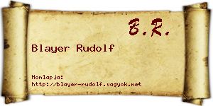 Blayer Rudolf névjegykártya